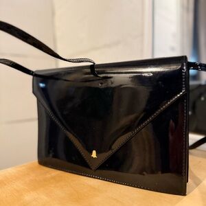 Elegant Black Patent Leather Wristlet